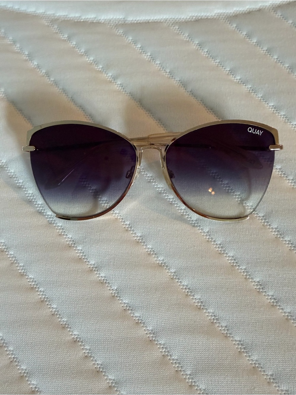 Quay Australia Purple Gradient Cat-Eye Sunglasses with Gold Frame